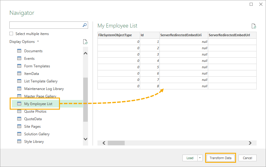 export to excel sharepoint link