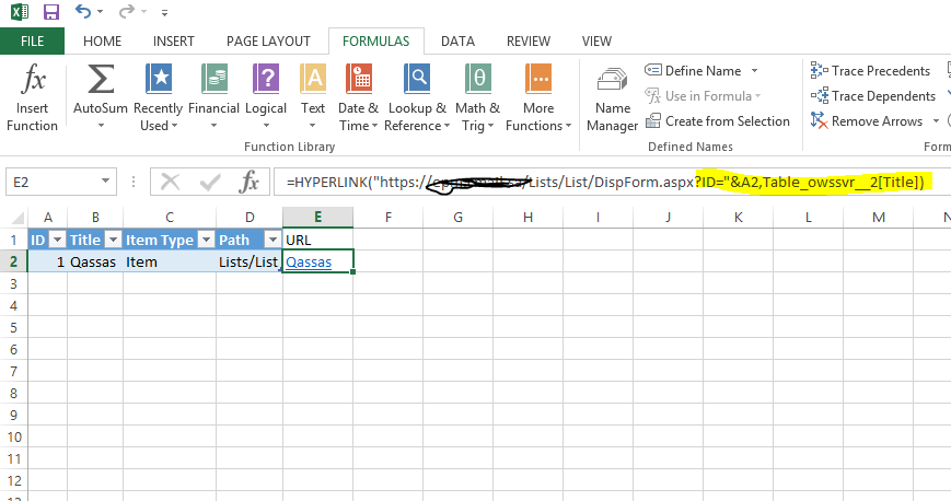 export to excel sharepoint link